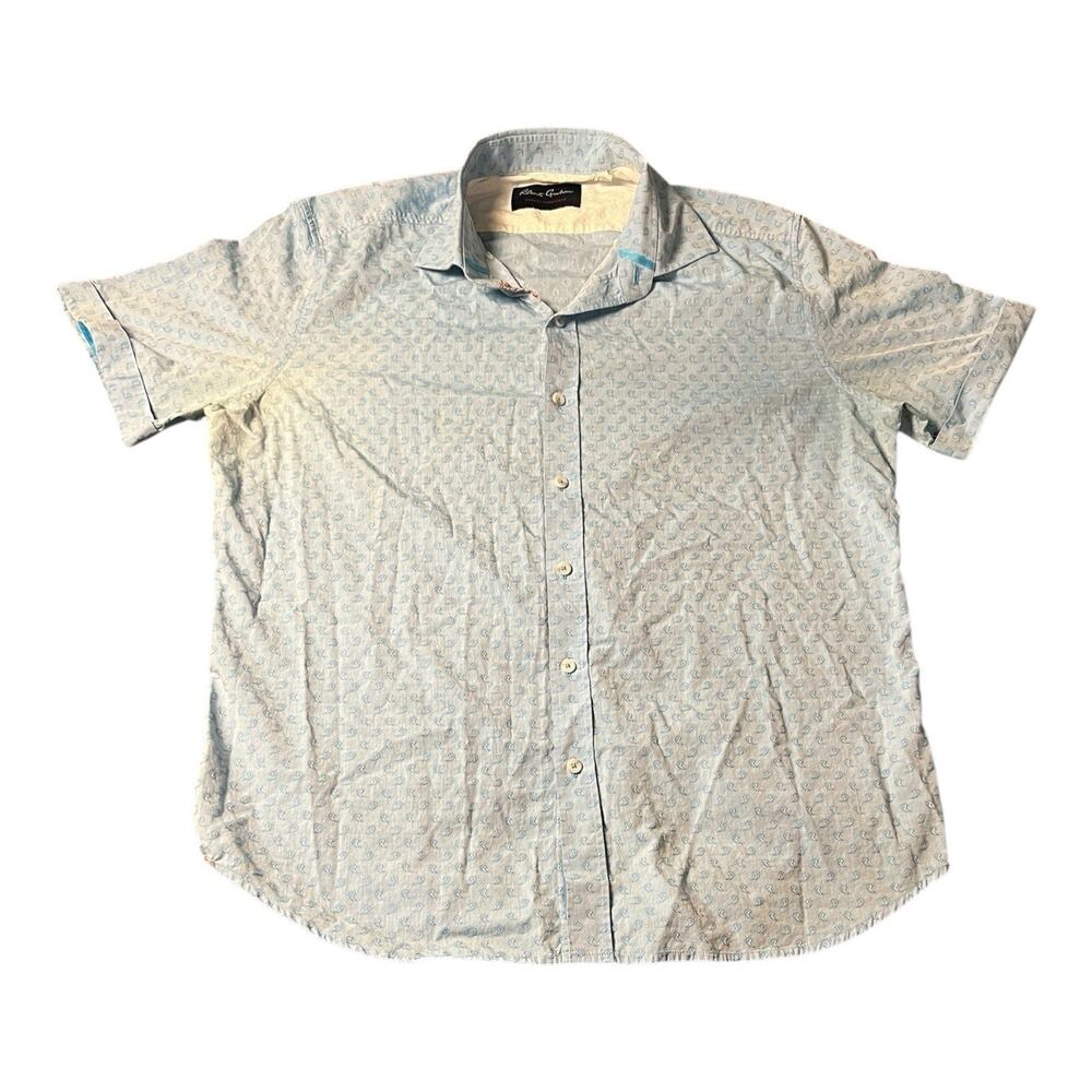 ROBERT GRAHAM Modern‎ Americana Short Sleeve Shirt Mens 2XL Tailored Fit Paisley